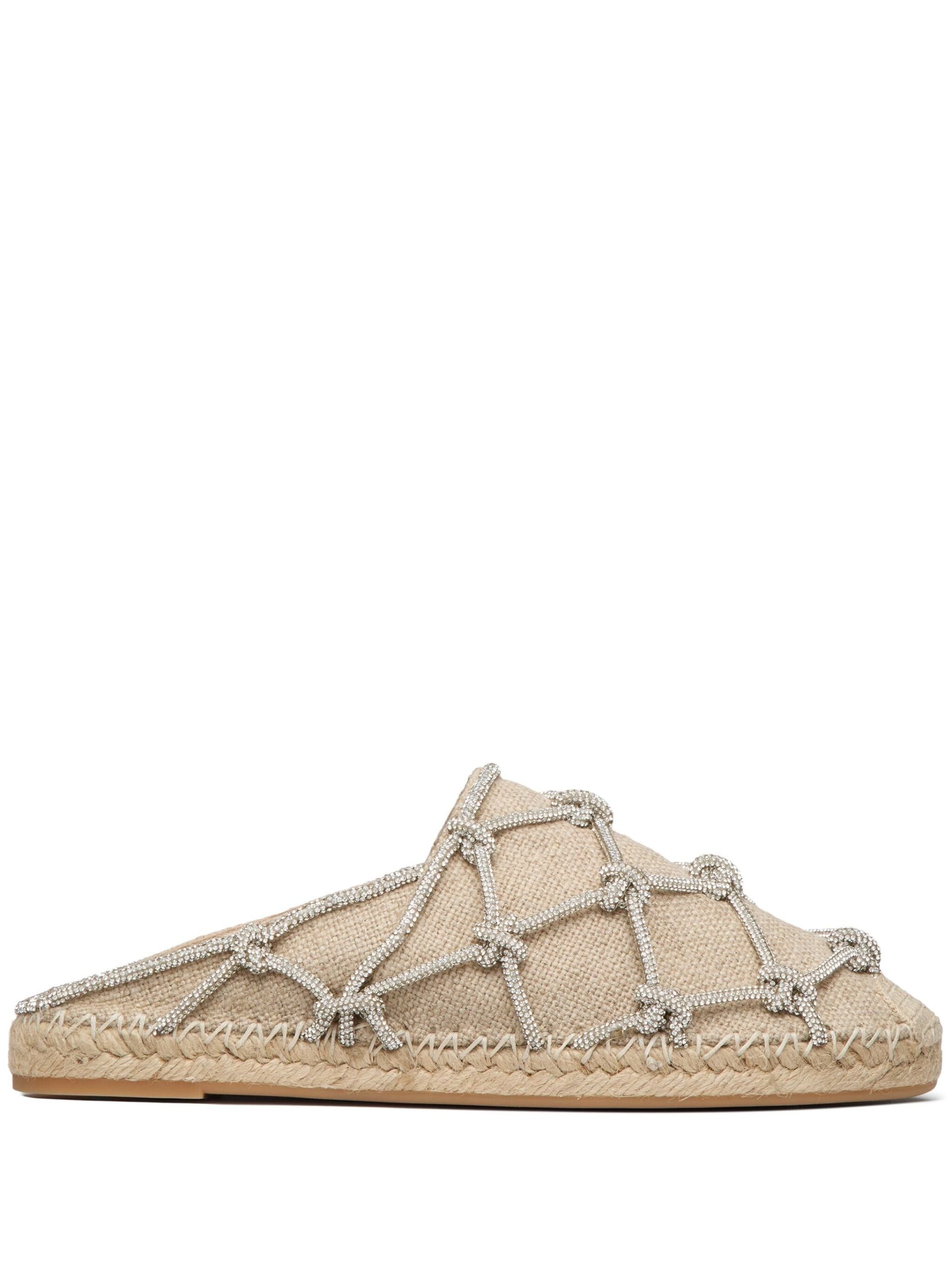 Neutral Knotted Linen Espadrilles - 1