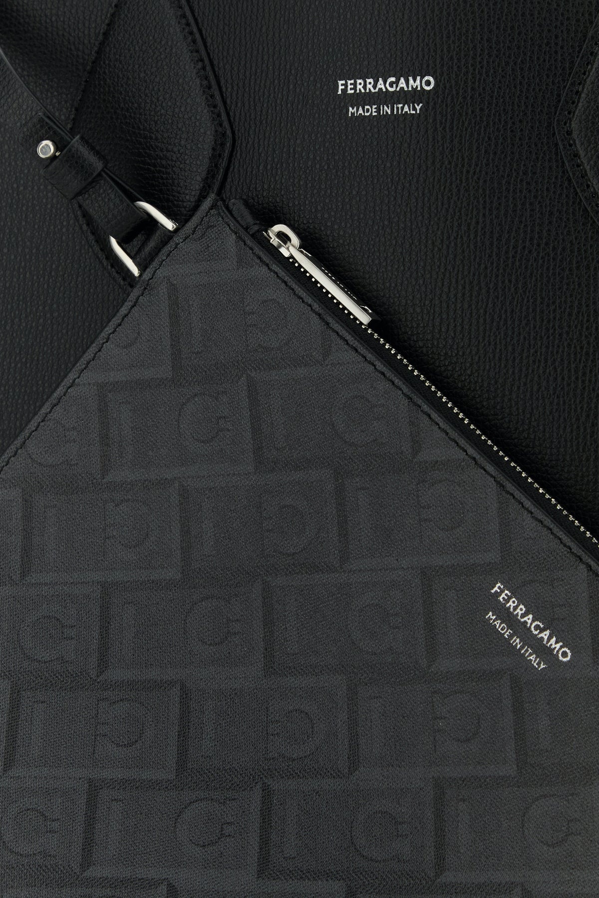Black leather Allover shopping bag - 4
