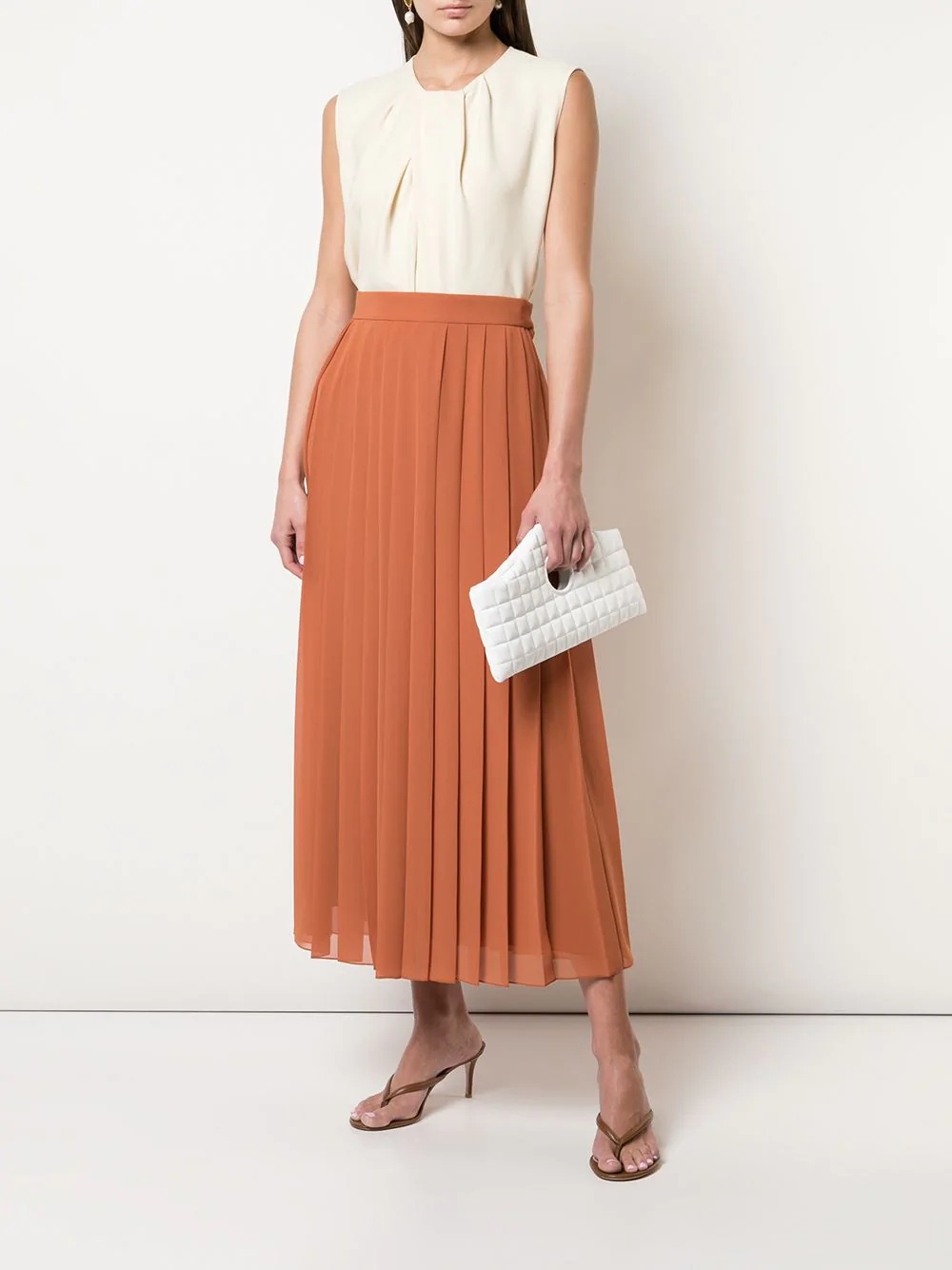 silk pleated midi skirt - 2