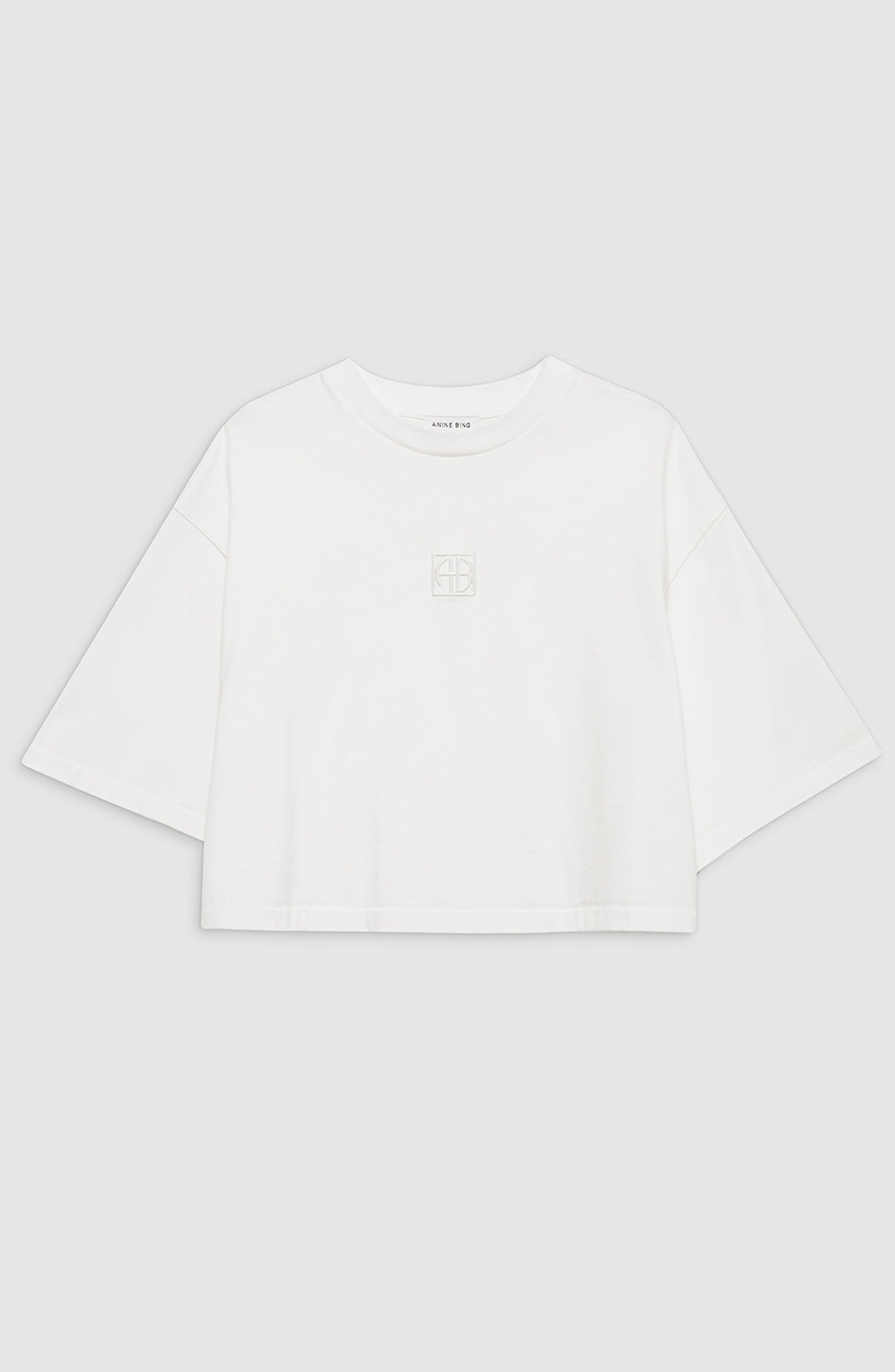 ANINE BING Myers Cropped Tee in Ivory at Nordstrom - 4