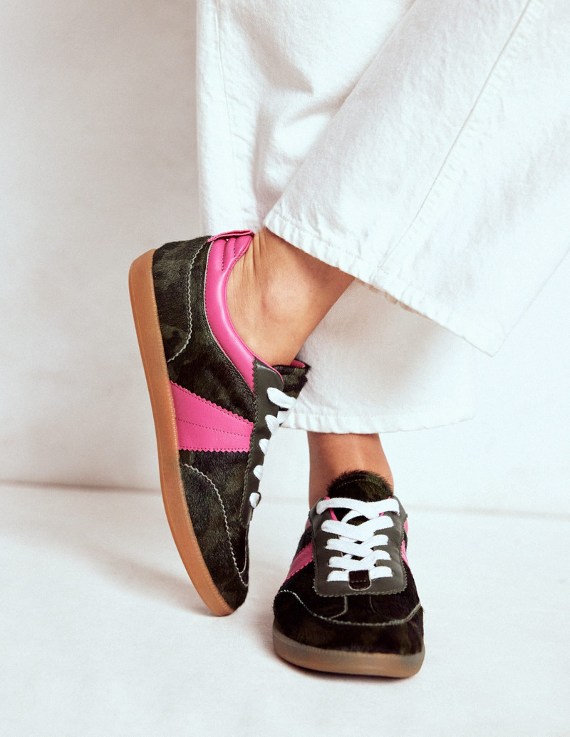 BODEN Erin Retro Tennis Trainers-Camo/Pink Peony outlook