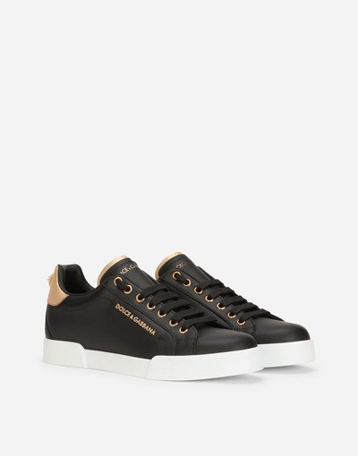 Dolce & Gabbana Calfskin nappa Portofino sneakers with lettering outlook