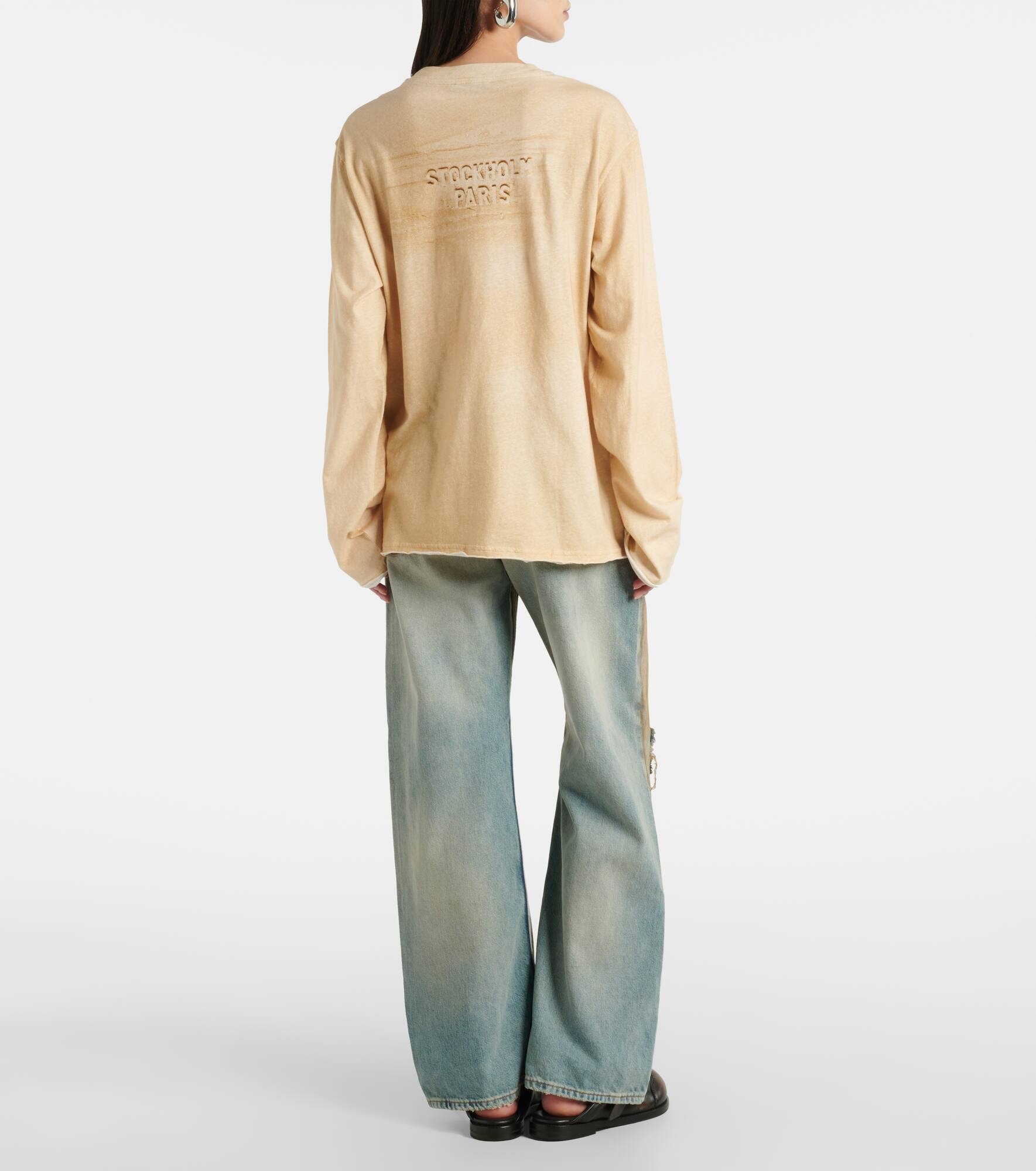 Logo distressed cotton jersey T-shirt - 3