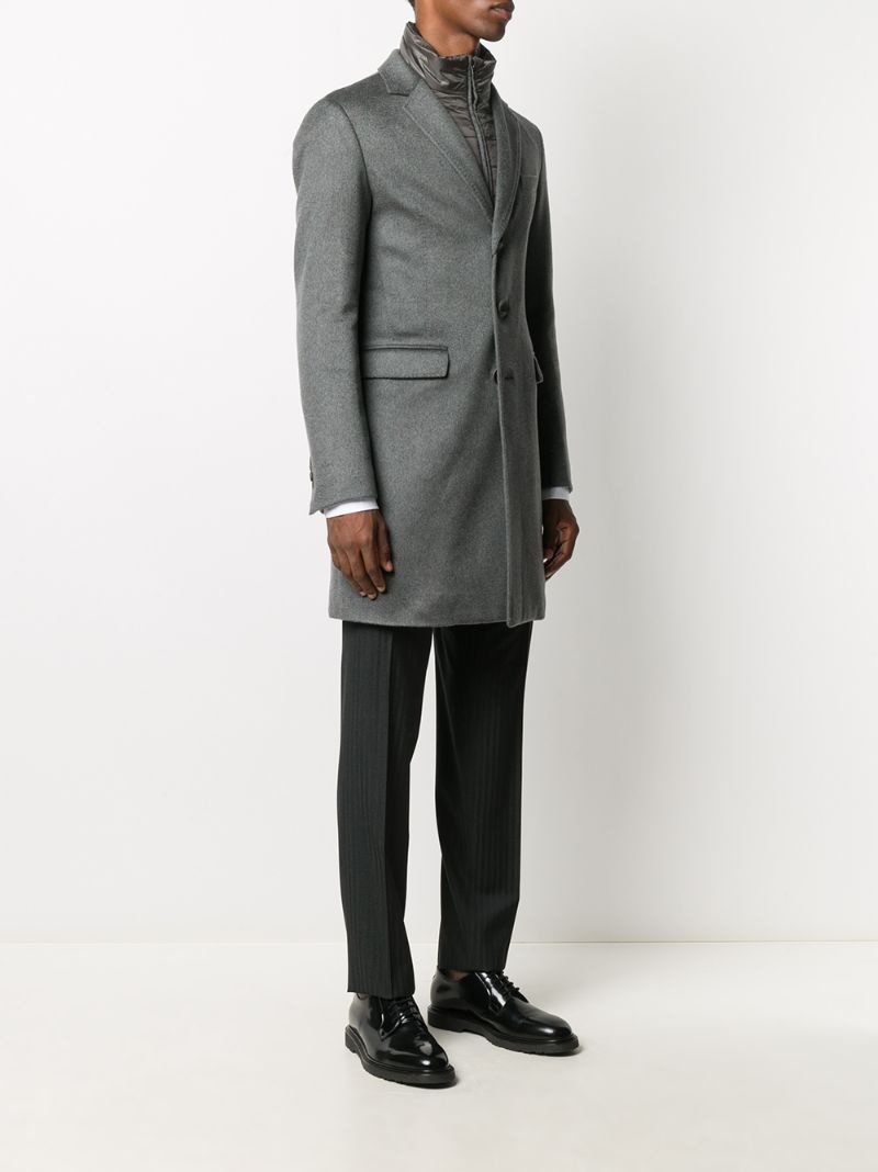 single-breasted layered coat - 3