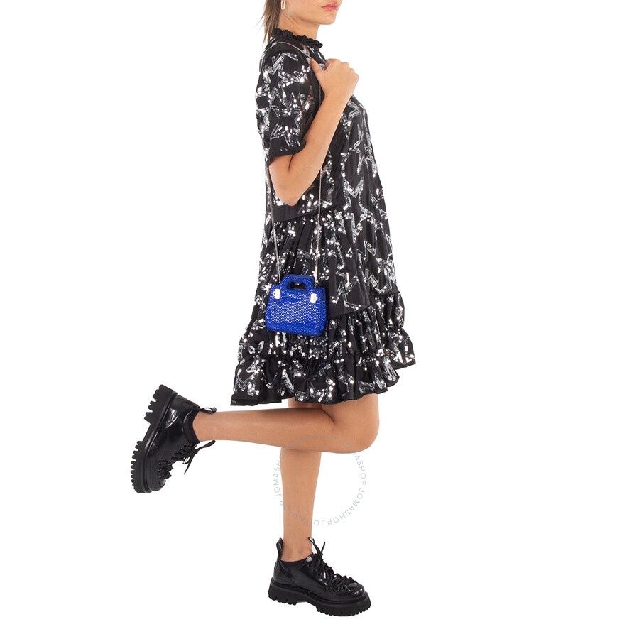 Ferragamo Ladies Blue Crystal Studded Wanda Mini Bag - 3