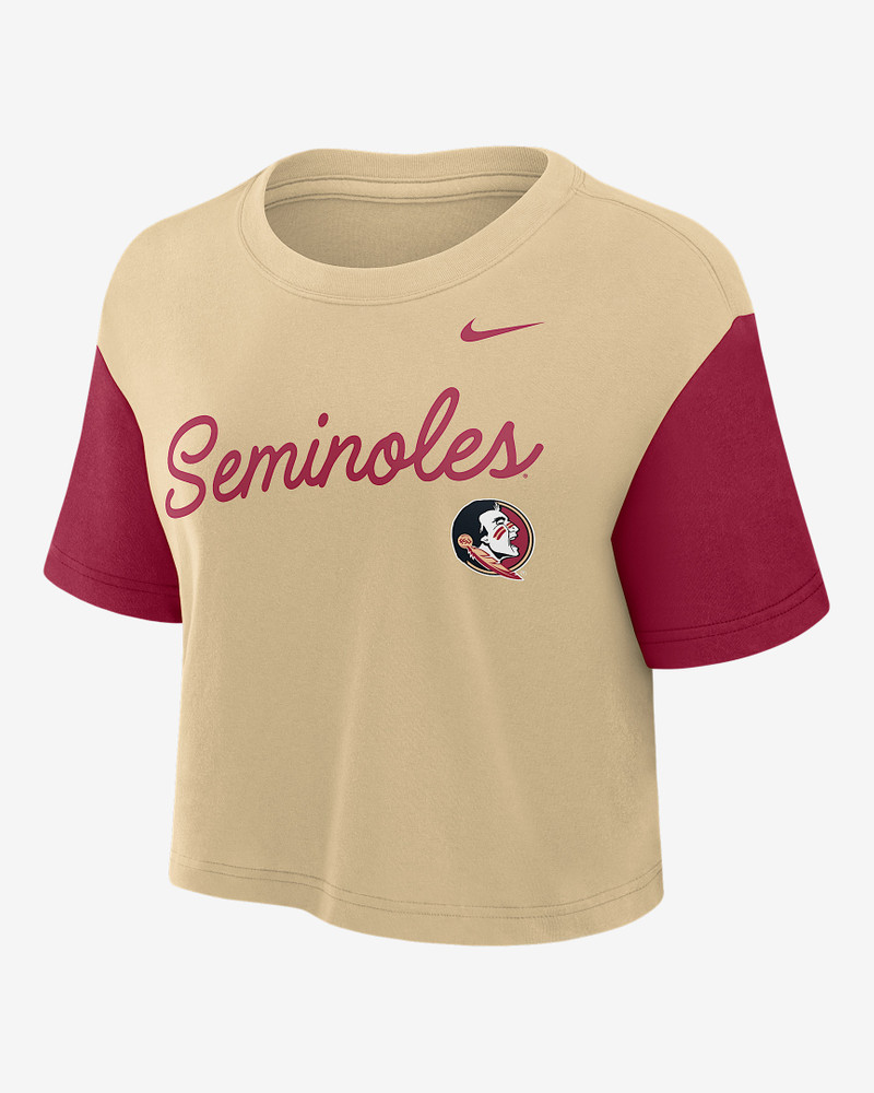Florida State Script Women's Nike Dri-FIT College Cropped T-Shirt 1