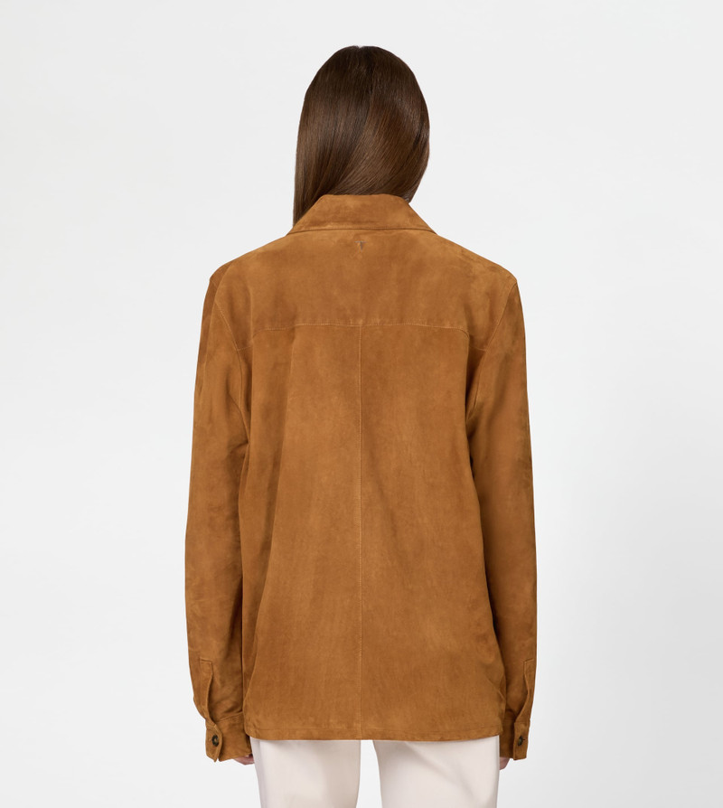 SHIRT JACKET IN PASHMY SUEDE - BROWN 11