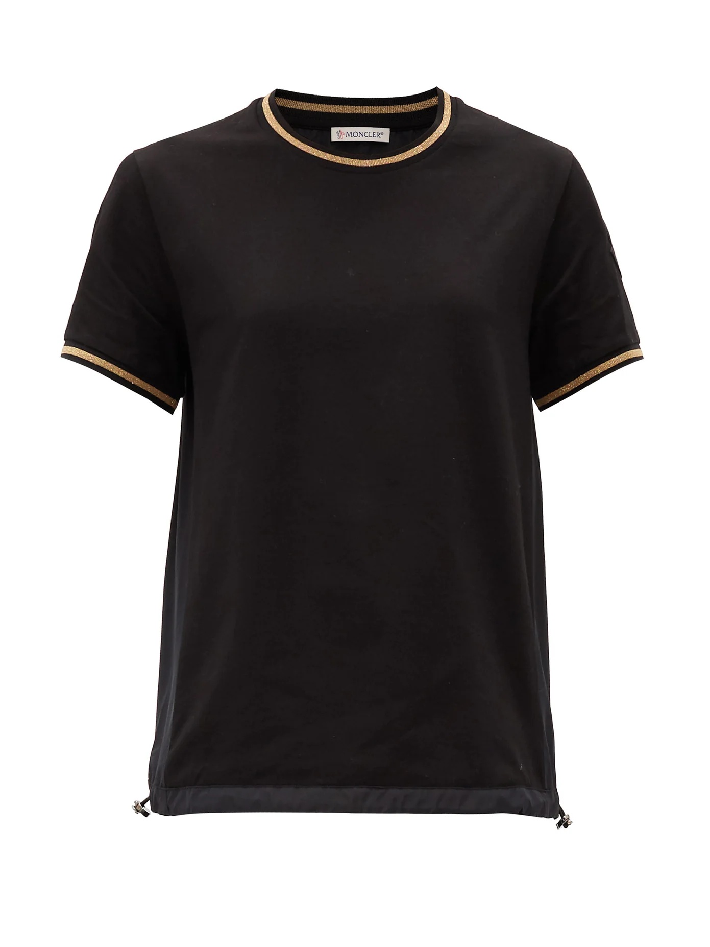 Logo-patch metallic-trimmed cotton-jersey T-shirt - 1