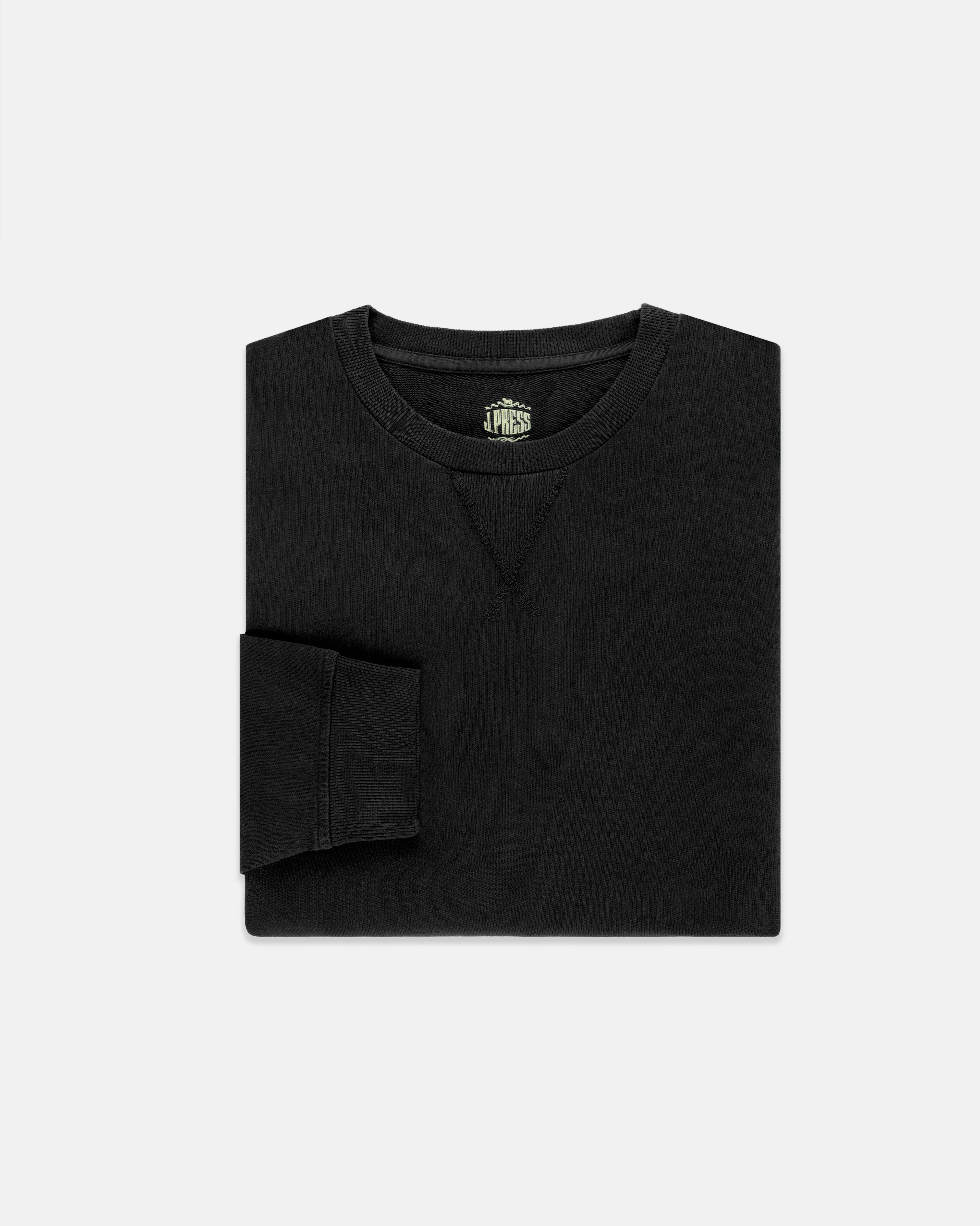 BLACK COTTON CREWNECK SWEATSHIRT - 1
