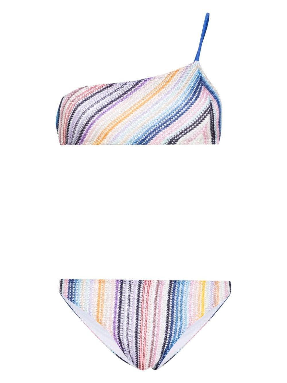 striped one-shoulder bikini - 1