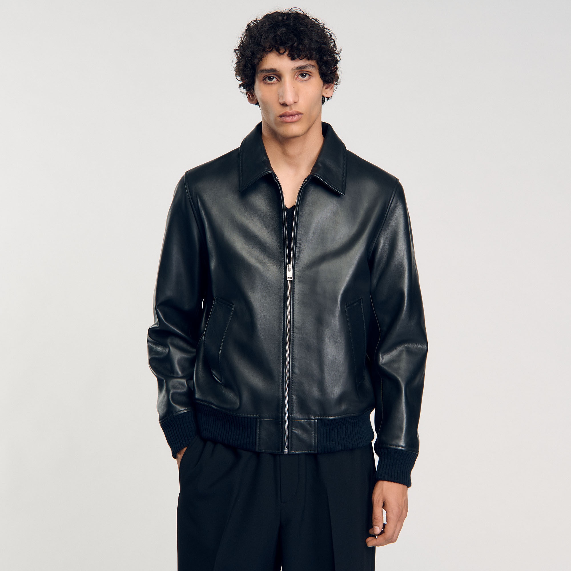 PLAIN LEATHER JACKET - 4