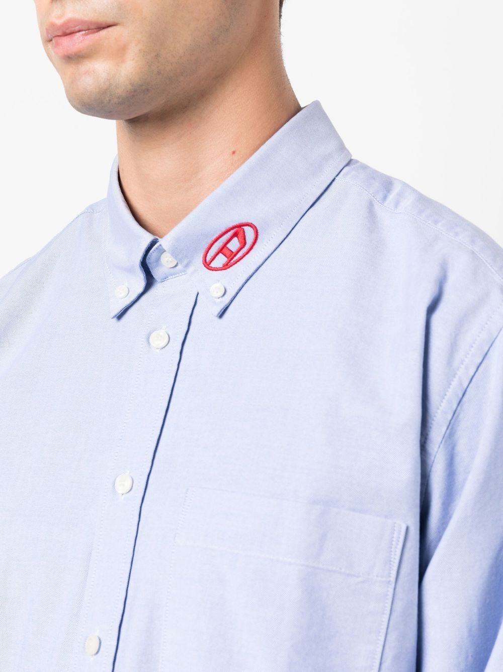 embroidered-logo button-down shirt - 5