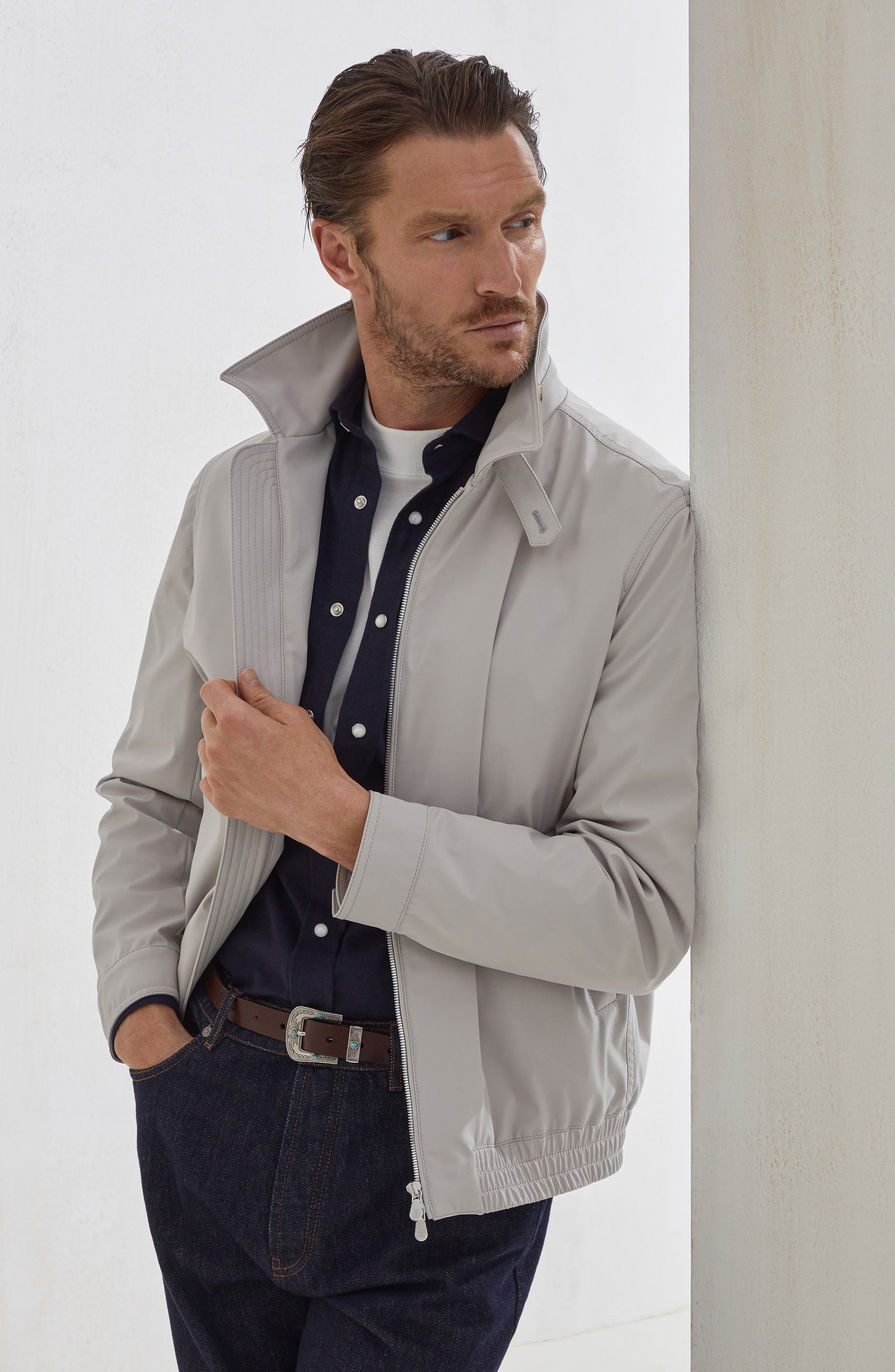 Brunello Cucinelli Nylon bomber jacket in Ivory at Nordstrom - 5