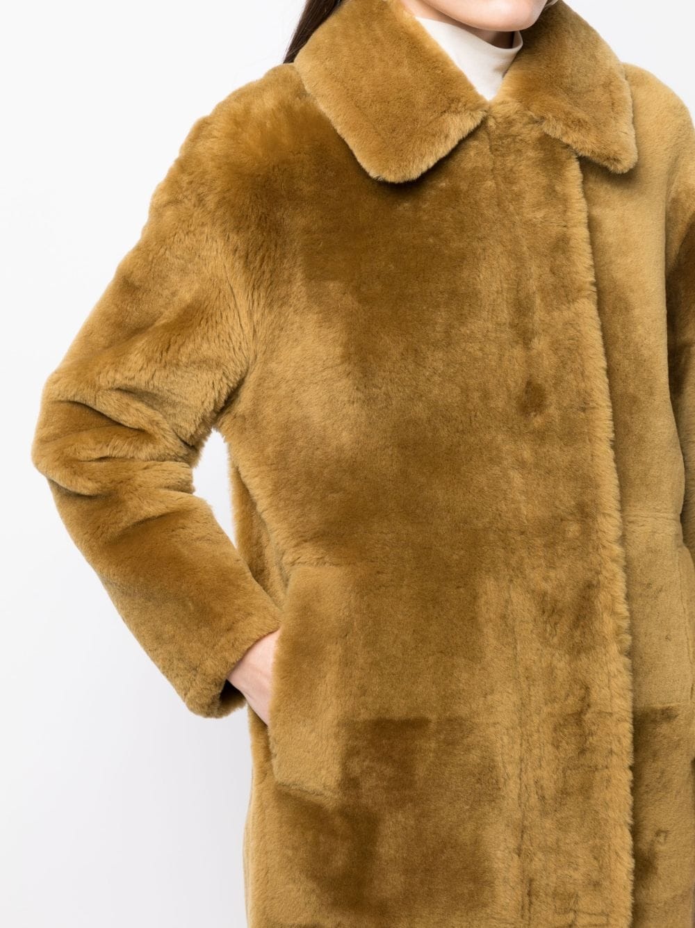 faux-fur mid-length coat - 5