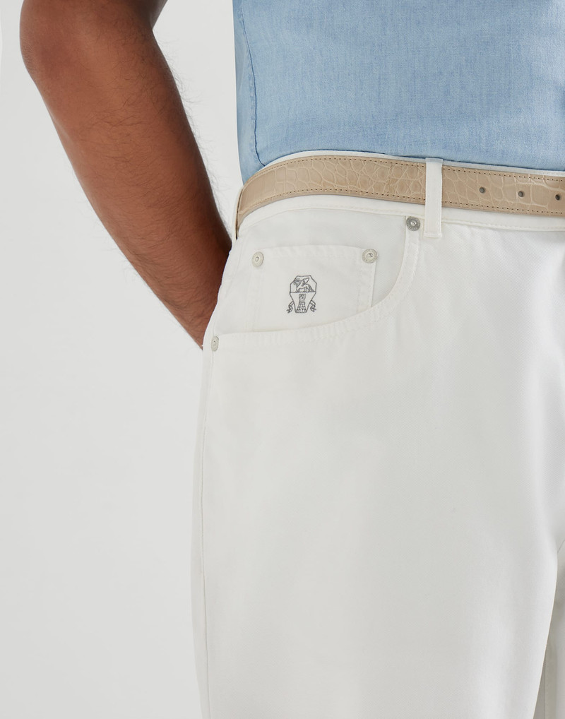 Garment-dyed five-pocket trousers in twisted cotton gabardine 4
