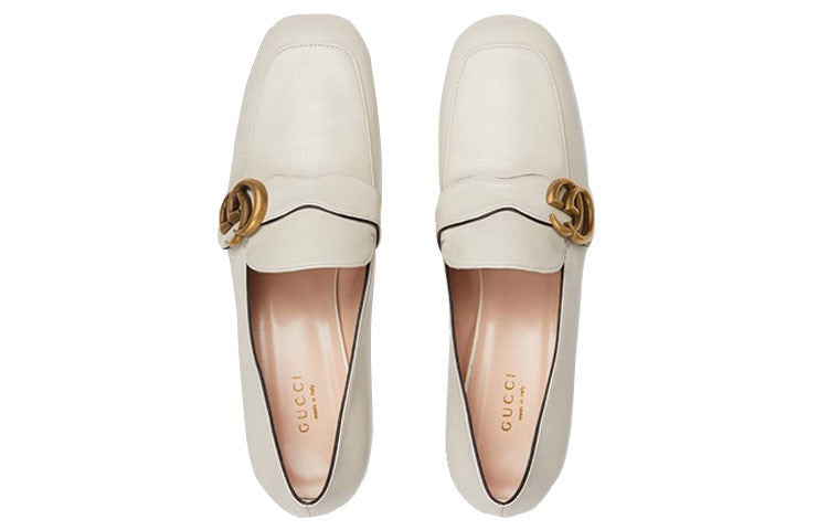 (WMNS) Gucci Double G Leather Loafers 'White' 602496-C9D00-9022 - 3