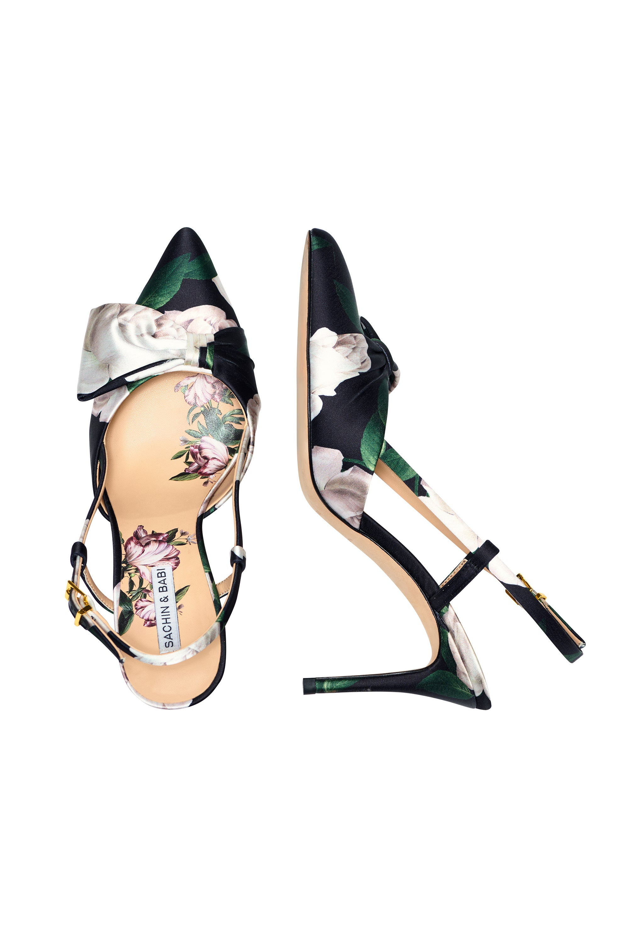Lenox Obi-Bow Slingback - Black Dense Rose Floral - 2