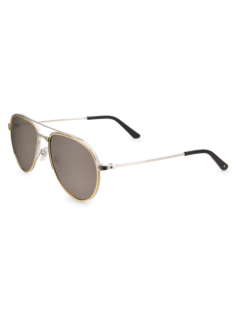 Men's Santos De 59MM Aviator Sunglasses - Silver 1