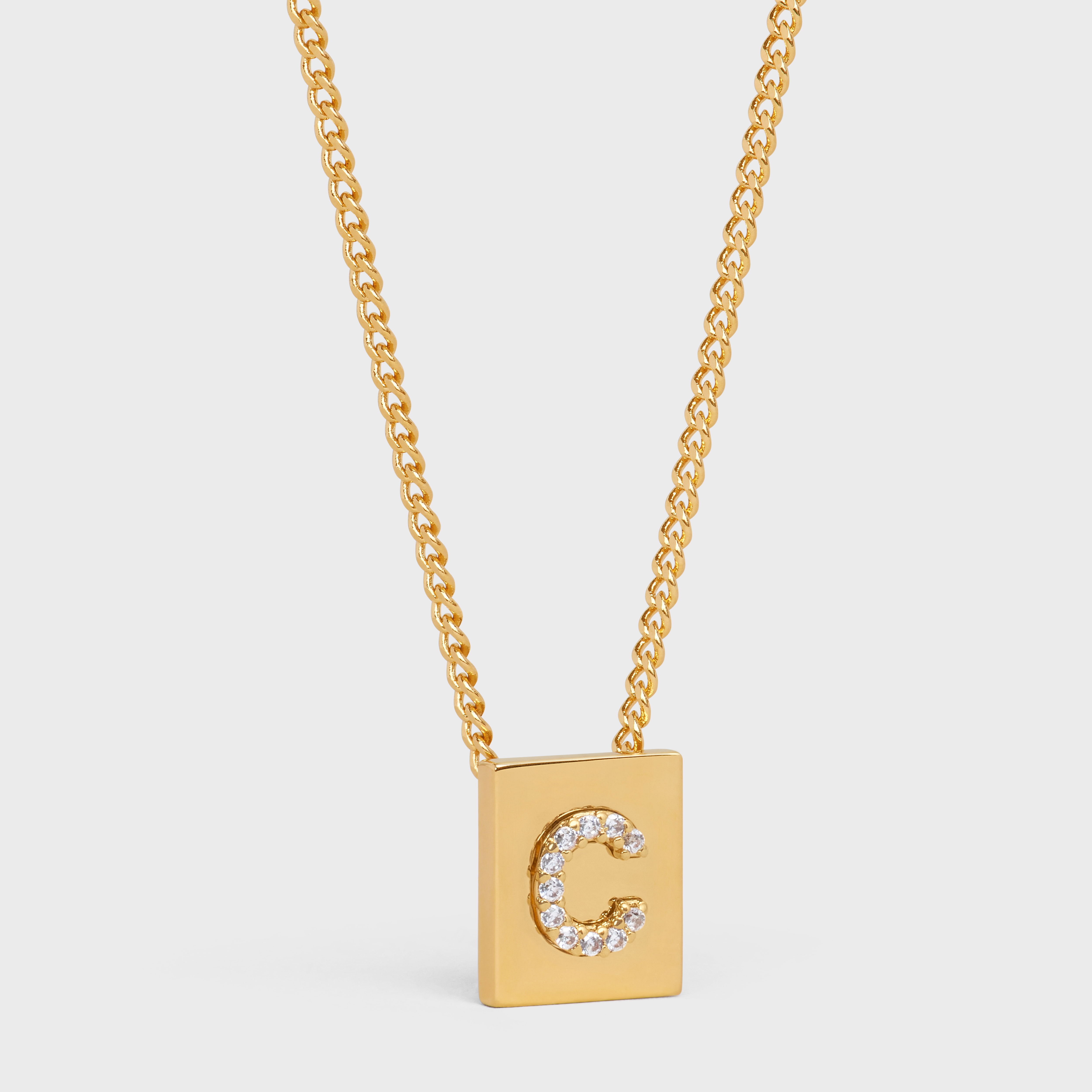 Alphabet Strass C Necklace in Brass with Gold FInish and Crystals - 2