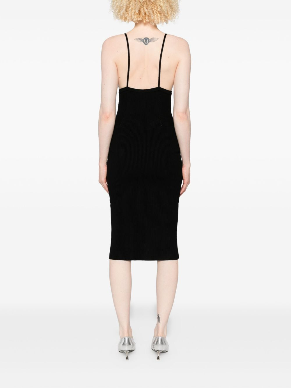 lace-trimmed ribbed midi dress - 4
