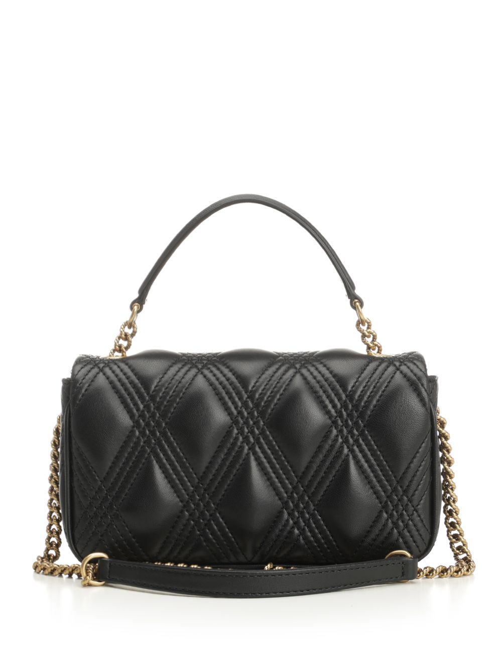 Small Top Handle Bag | Quiltie 67 | Nappa Deluxe/A.Brass Logo-Pall.Studs-Ant Handbags Black - 3