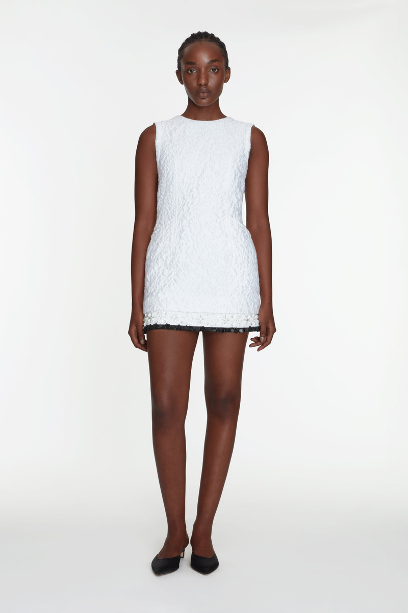 EMILIA WICKSTEAD Cinzia Dress In Optic White Embossed Cloque outlook
