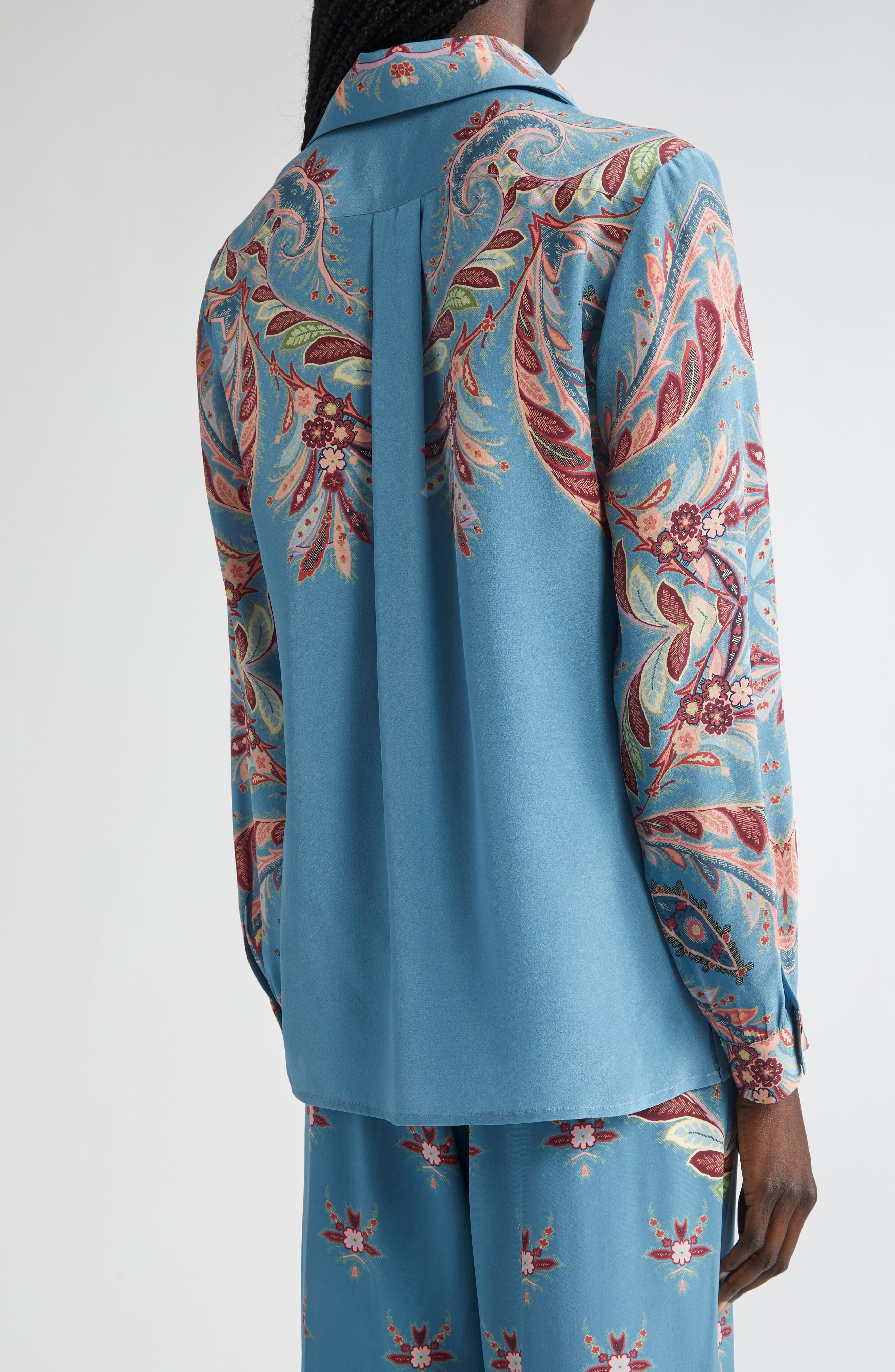 Etro Paisley Silk Button-Up Shirt in Printed Blue Base at Nordstrom - 3