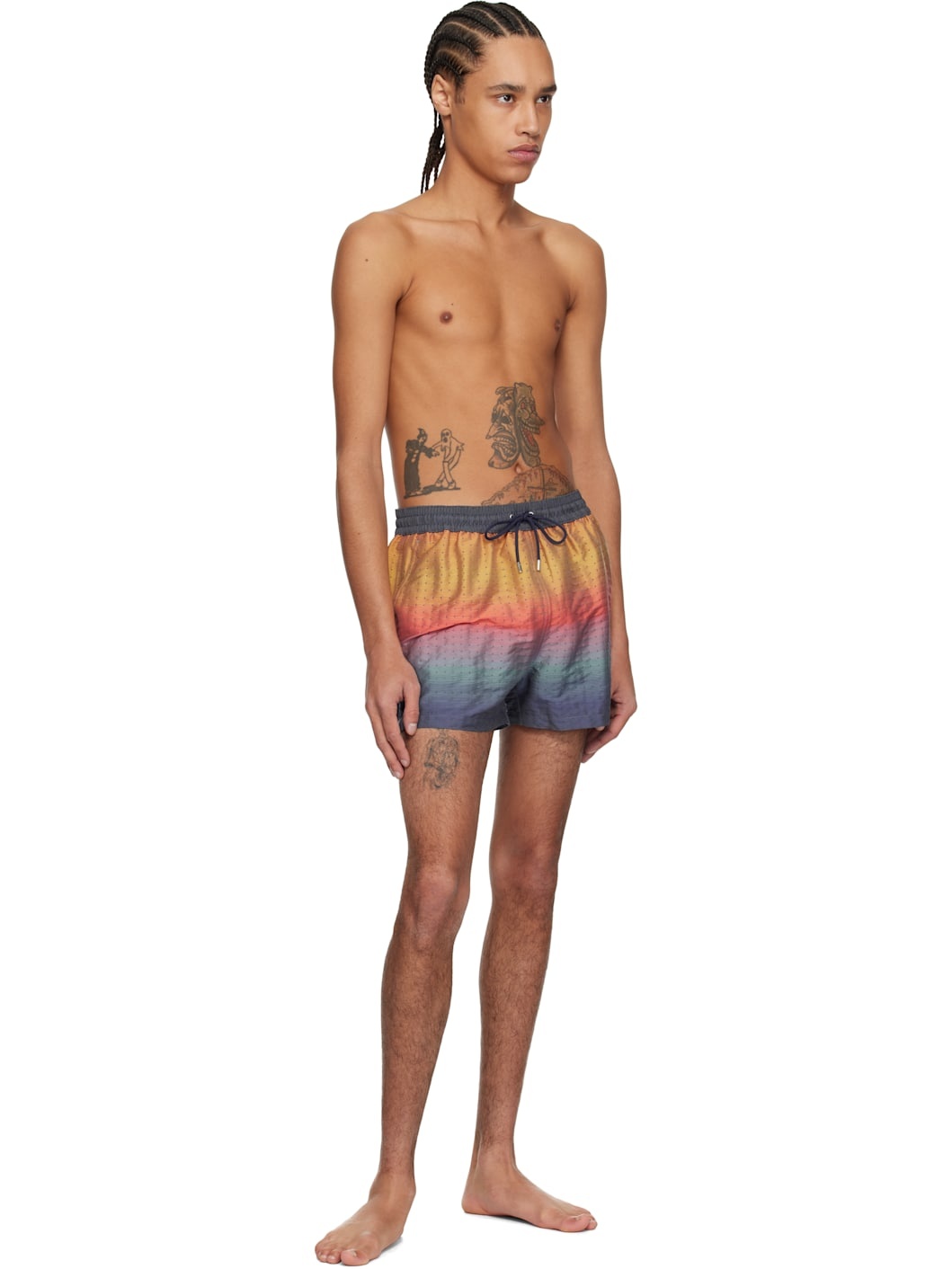 Multicolor Artist Stripe Swim Shorts - 4