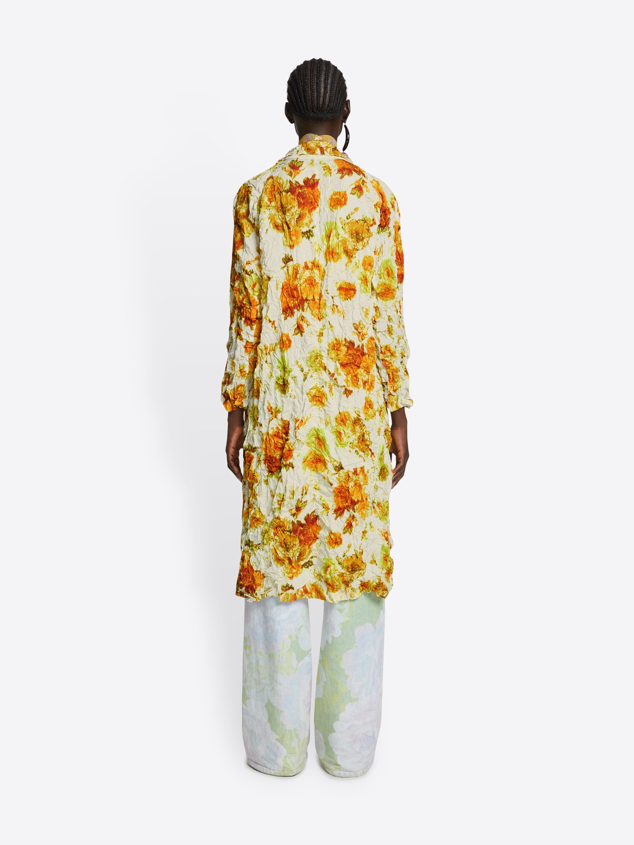CRUSHED FLORAL COAT - 4