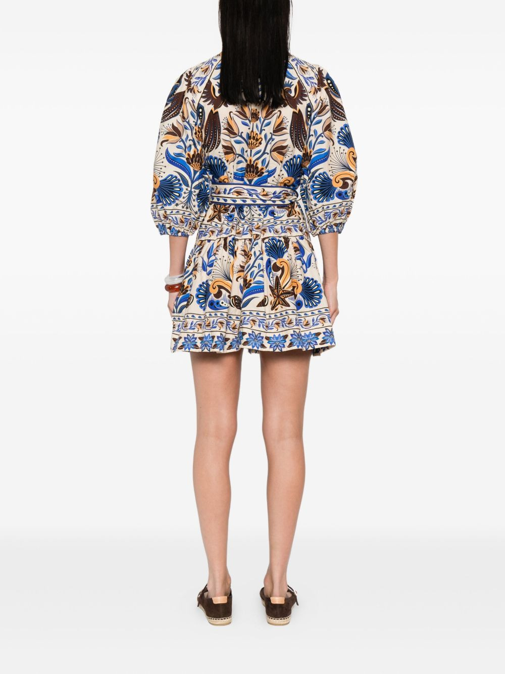 printed belted mini shirt dress - 4