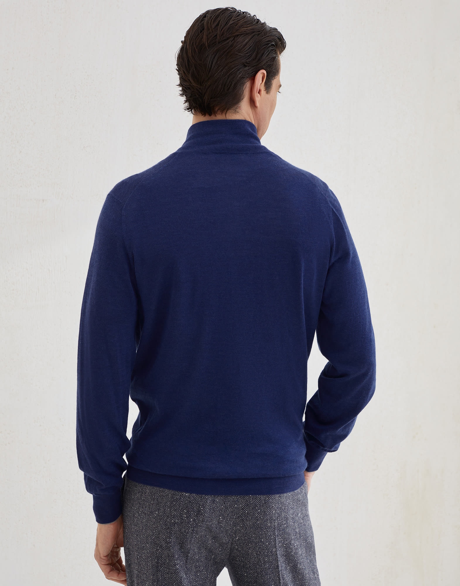 Cashmere, silk and linen lightweight sweater with half zip - 2