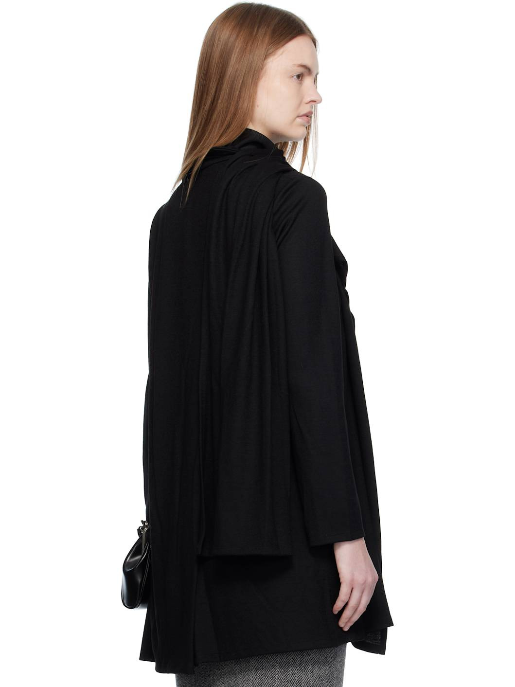 Black Wool Stole Blouse - 3