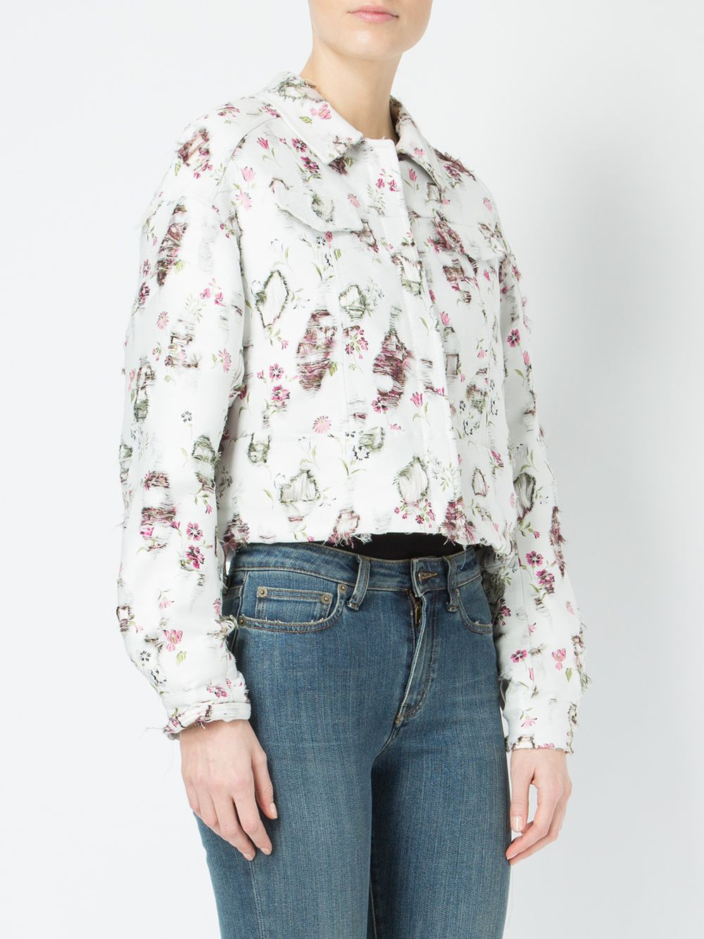 distressed floral jacket - 3
