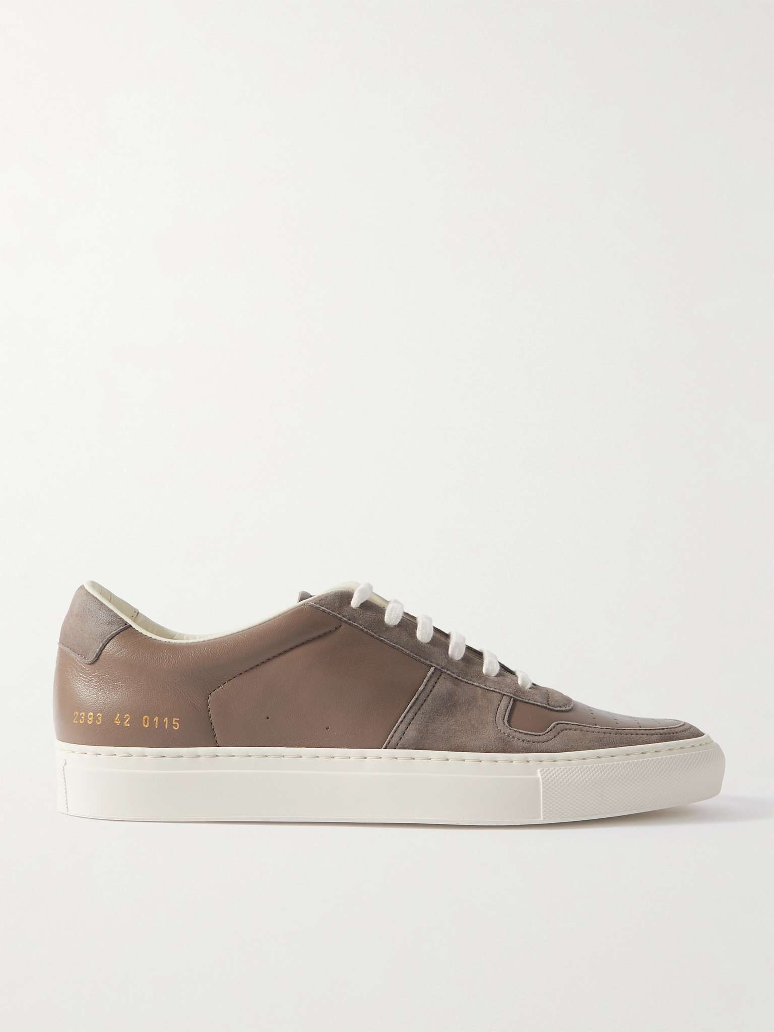 BBall Suede-Trimmed Leather Sneakers - 1