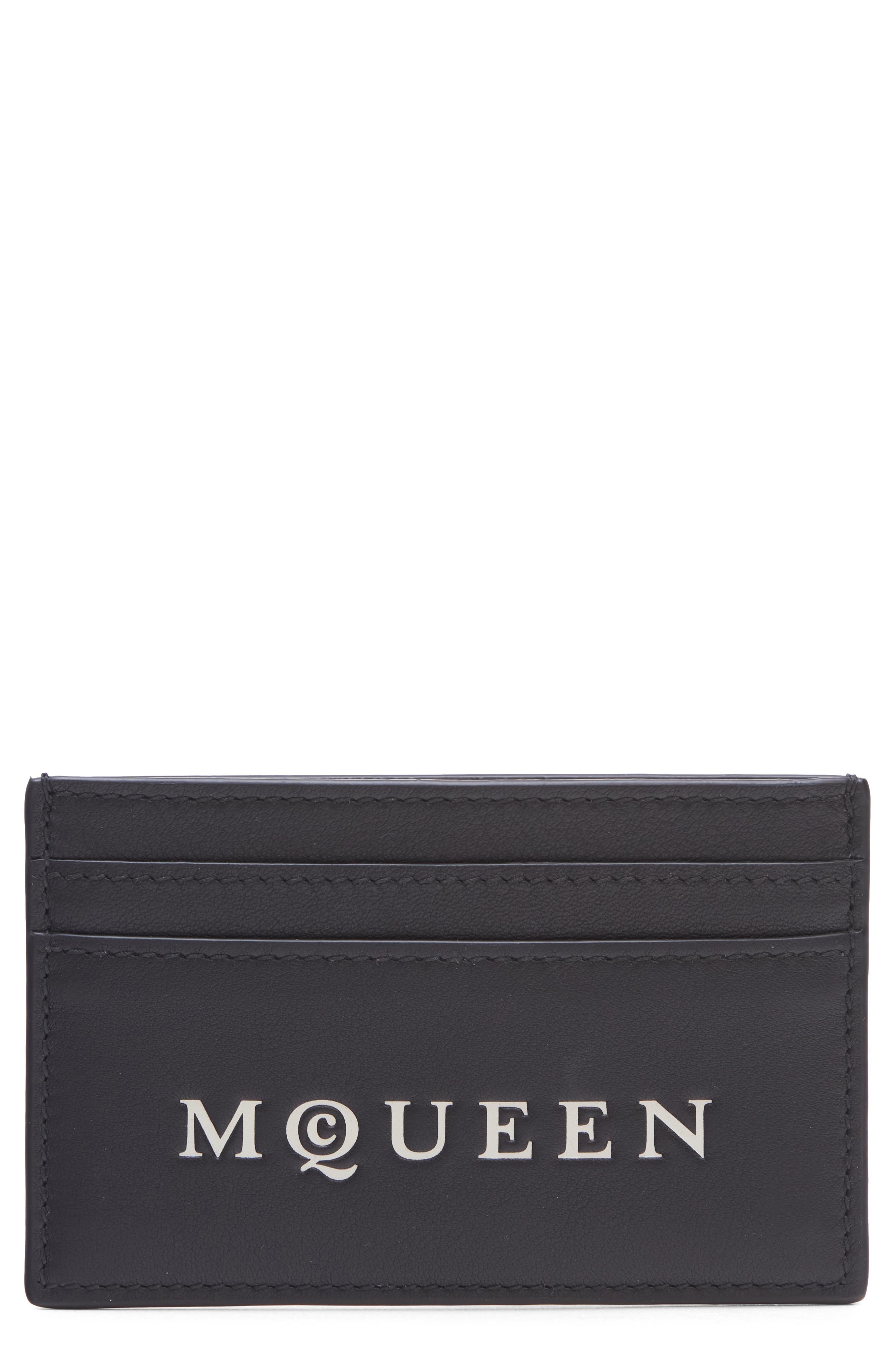 McQueen Leather Card Case in Black/Bone at Nordstrom - 1