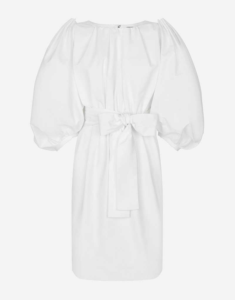 Cotton midi dress with puff sleeves - 1
