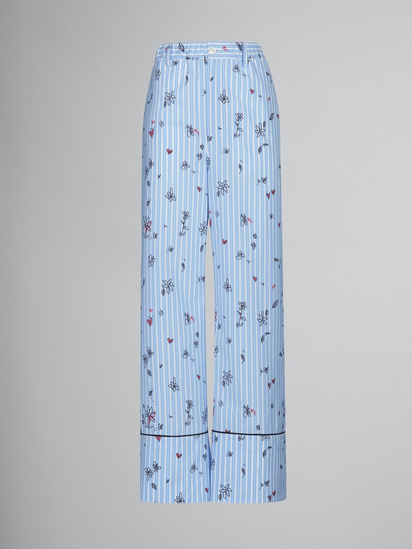 BLUE STRIPED PYJAMA TROUSERS WITH MAGIC GARDEN PRINT - 1