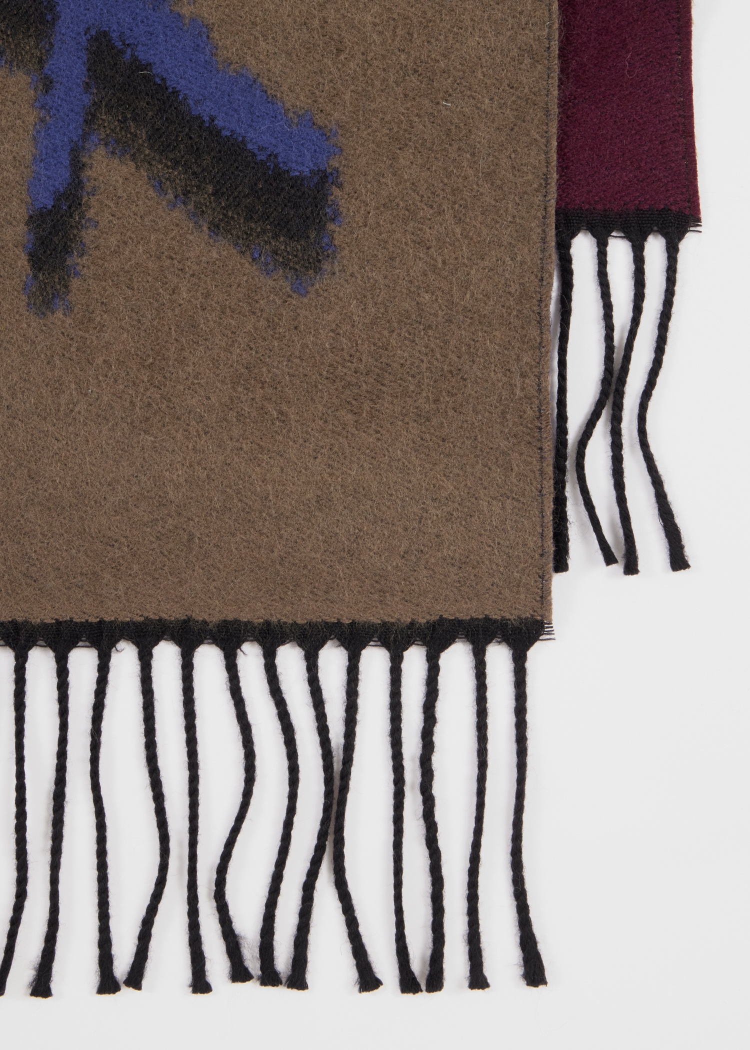 Brown Colour-Block 'Shadow Logo' Jacquard Wool-Blend Scarf - 2