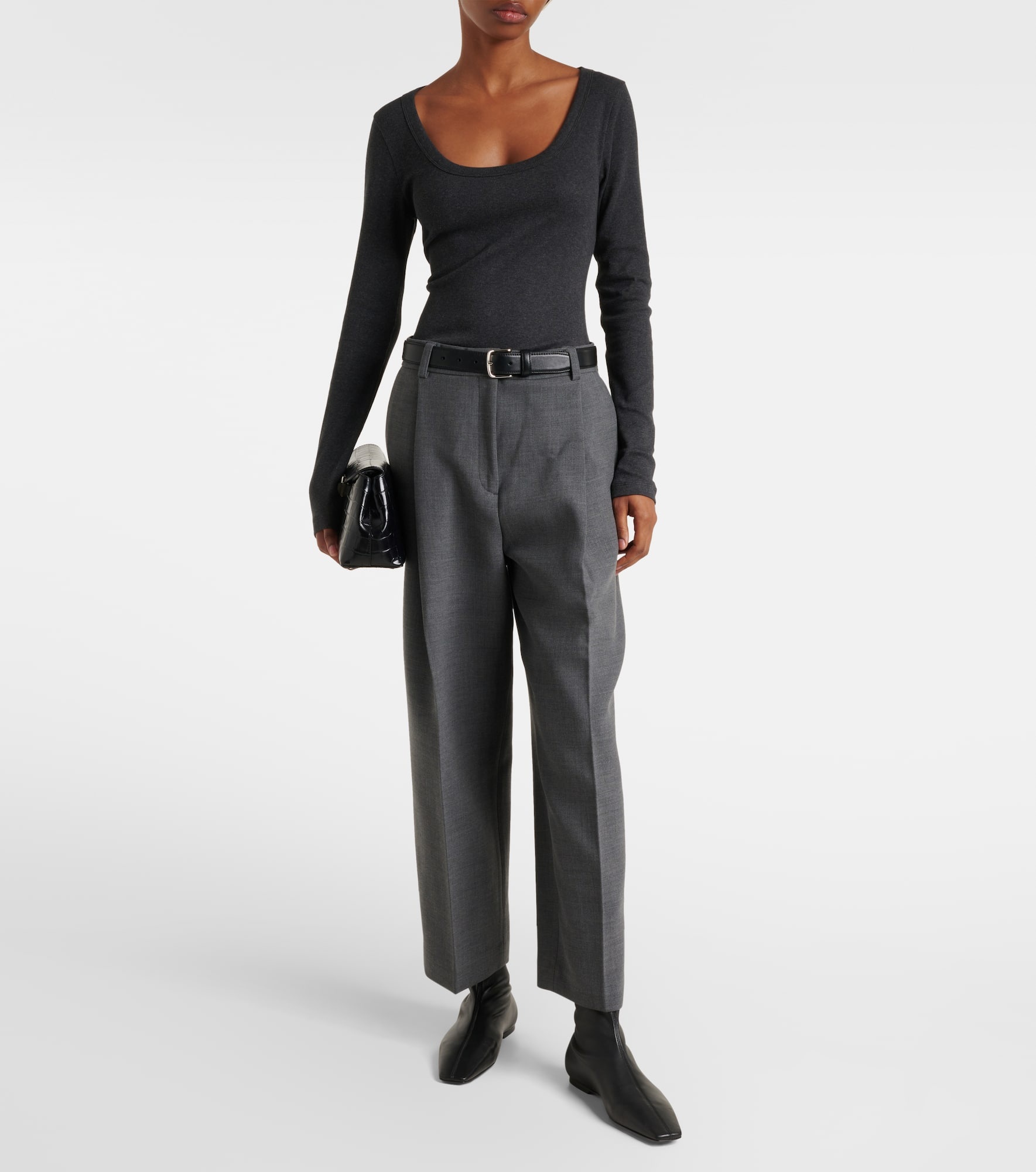 Ribbed-knit cotton-blend jersey top - 2