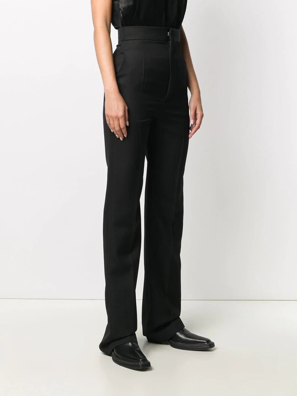 black straight-leg trousers - 3