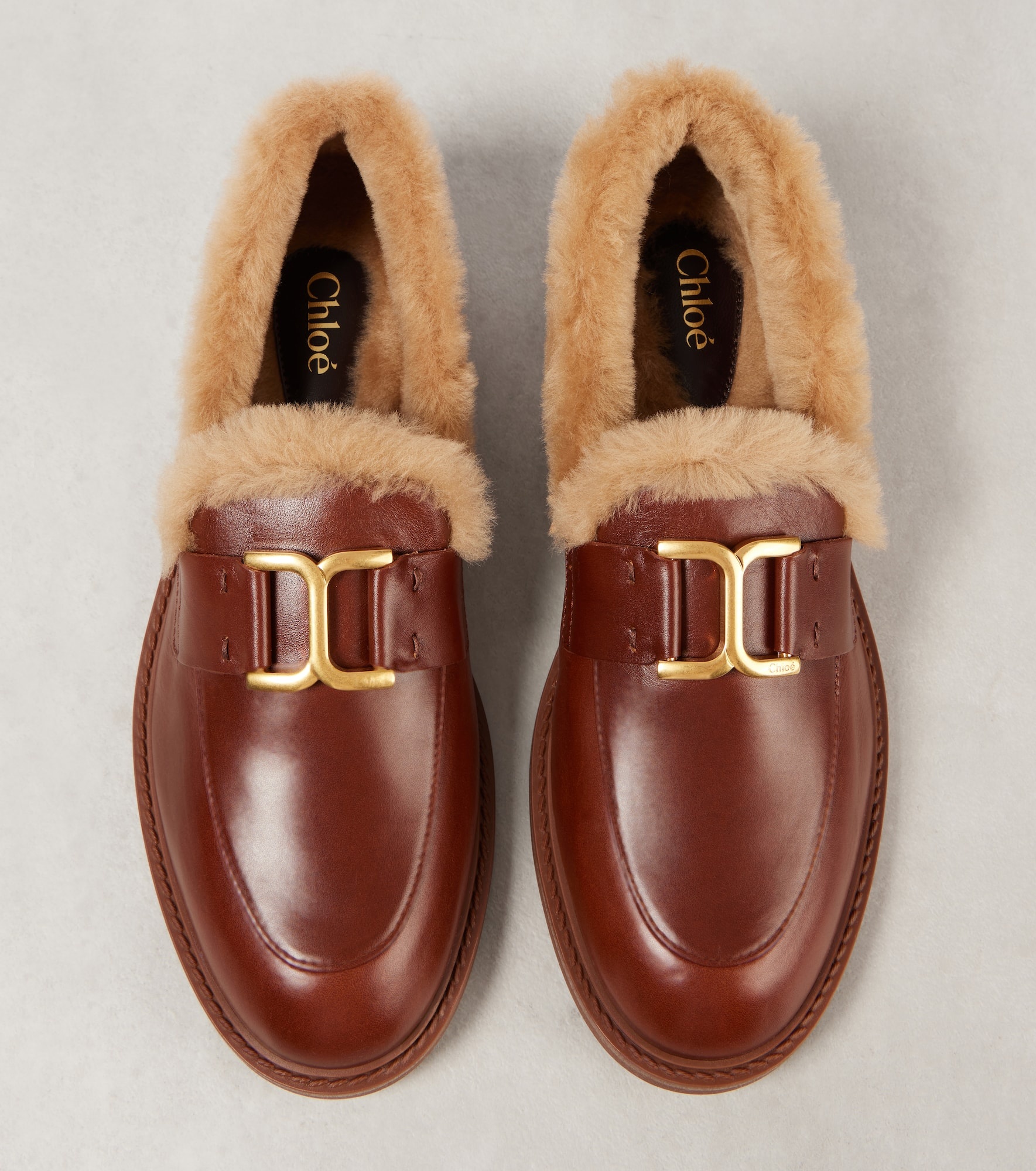 Marcie shearling-trimmed leather loafers - 5