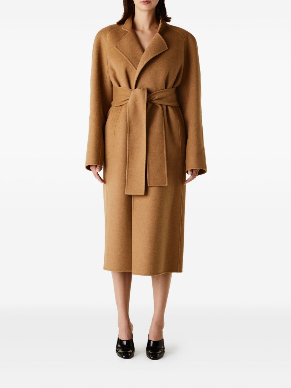 belted wrap single-breasted coat - 2