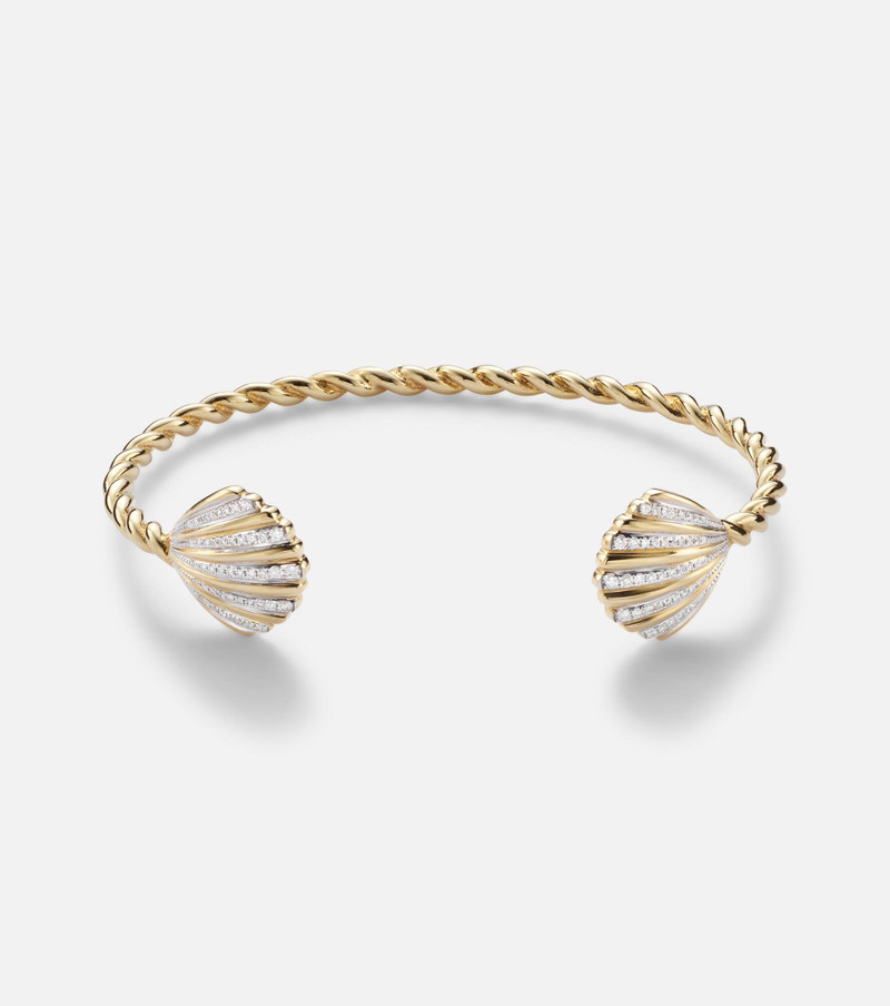 Jonc Coquillage 18kt gold bracelet with diamonds 1