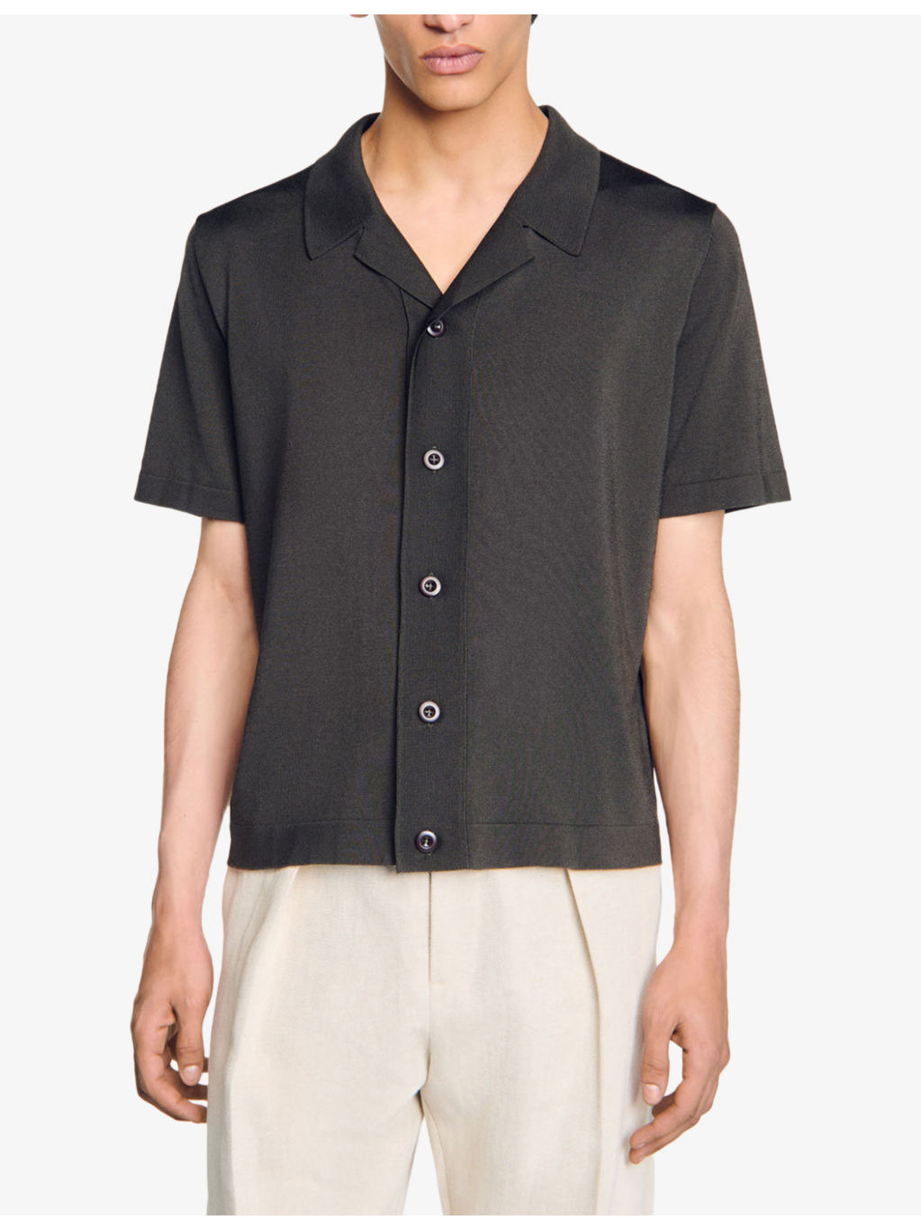 V-neck cotton-blend knitted vest - 3
