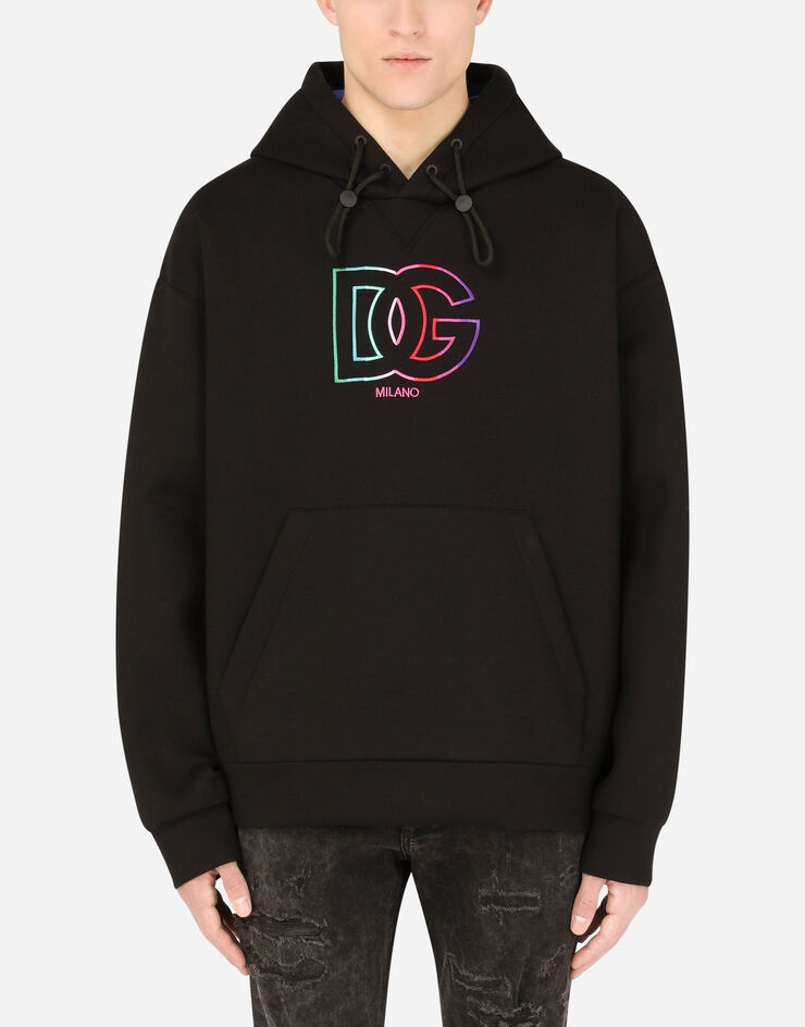 Jersey hoodie with DG embroidery - 1