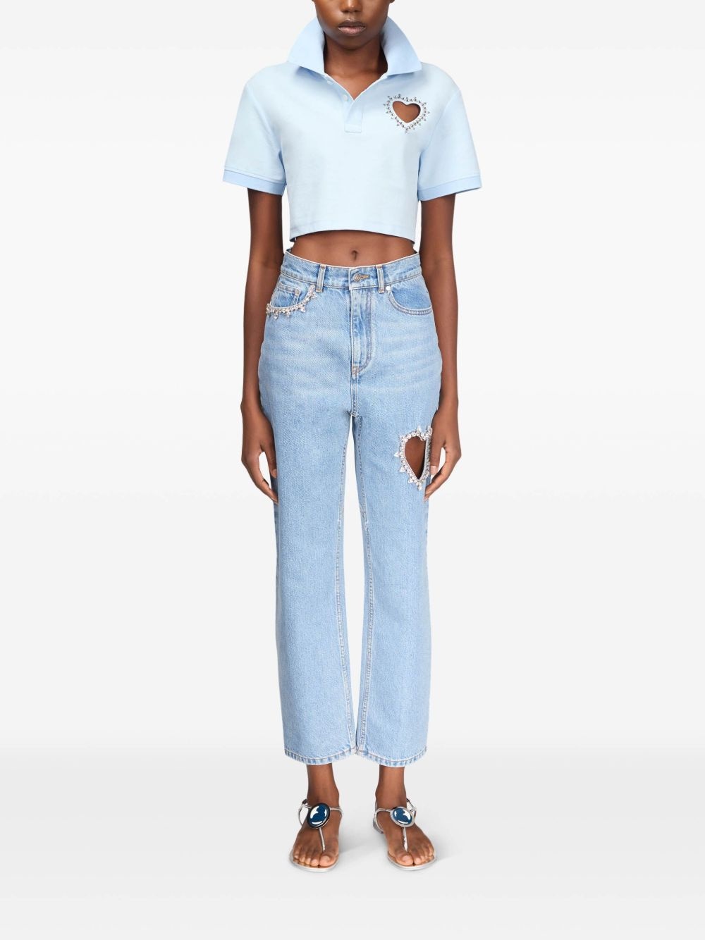 crystal-embellished cropped polo - 2