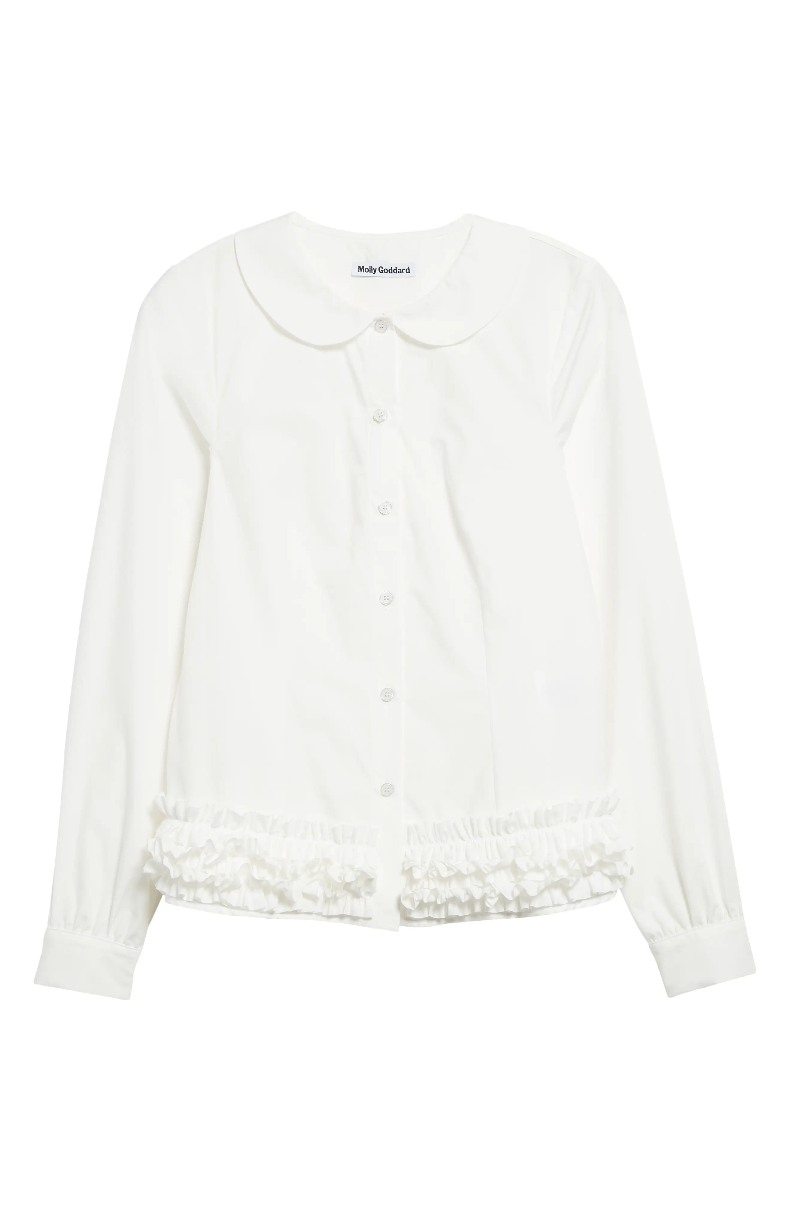 Sara Ruffle Hem Cotton Button-Up Shirt - 6