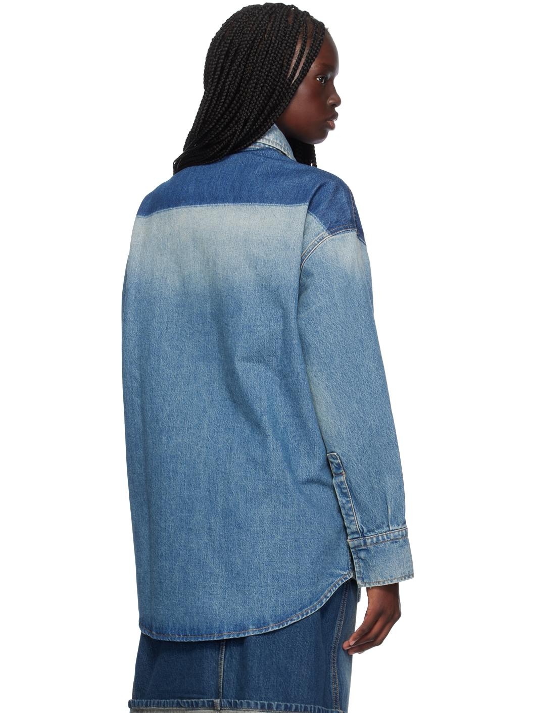 Blue Oversized Denim Shirt - 3