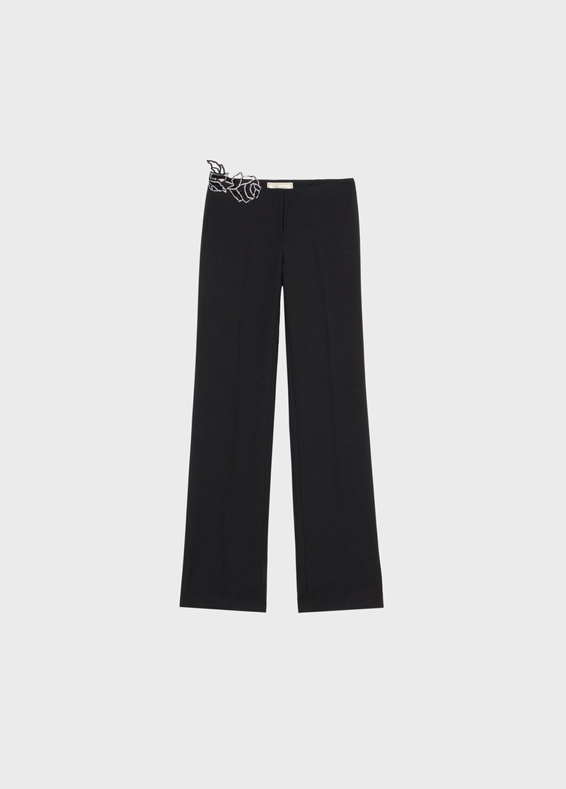 CADY PANTS WITH CUTWORK EMBROIDERY AND RHINESTONES 1