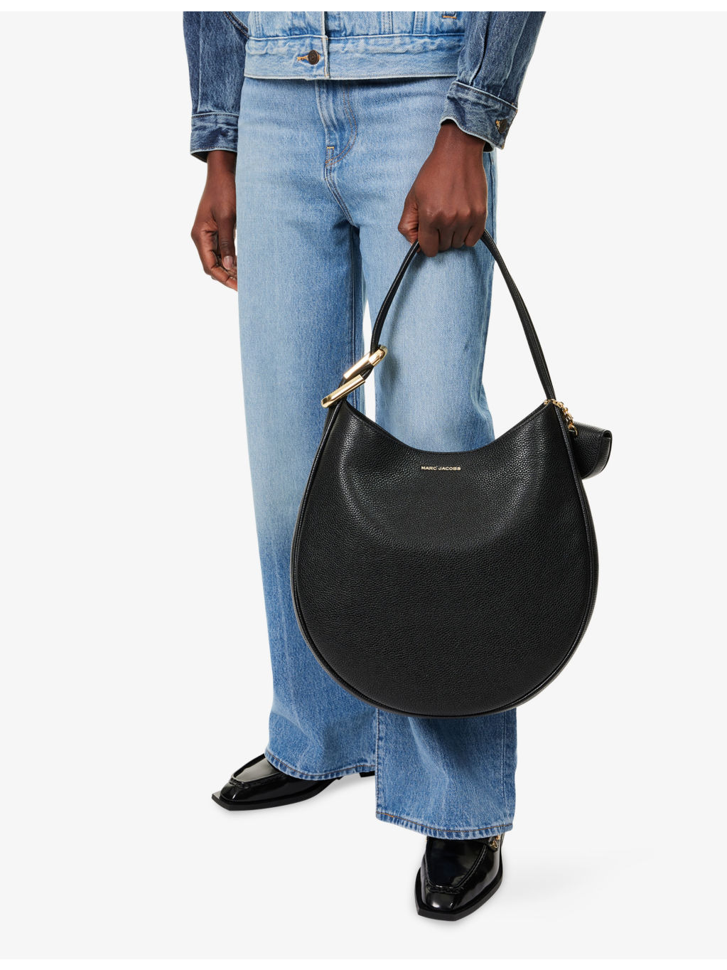 Large Crescent Leather Tote Bag - 2